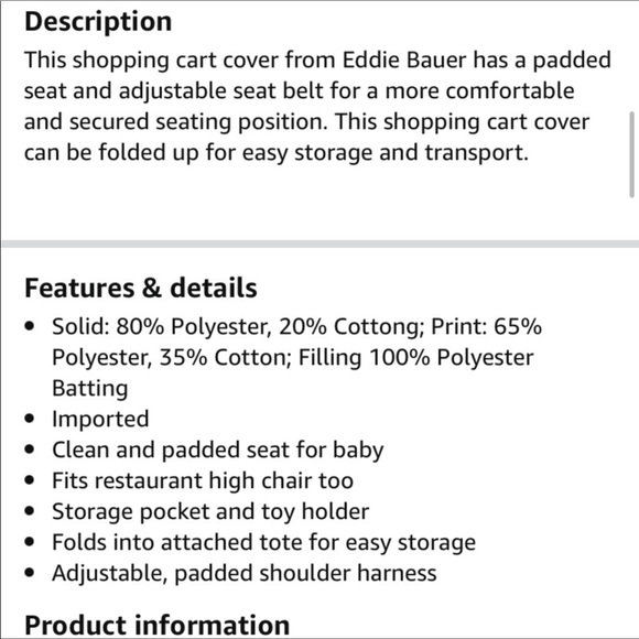 Eddie Bauer Accessories Eddie Bauer Shopping Cart Cover High Chair Brown Cream Padded Poshmark